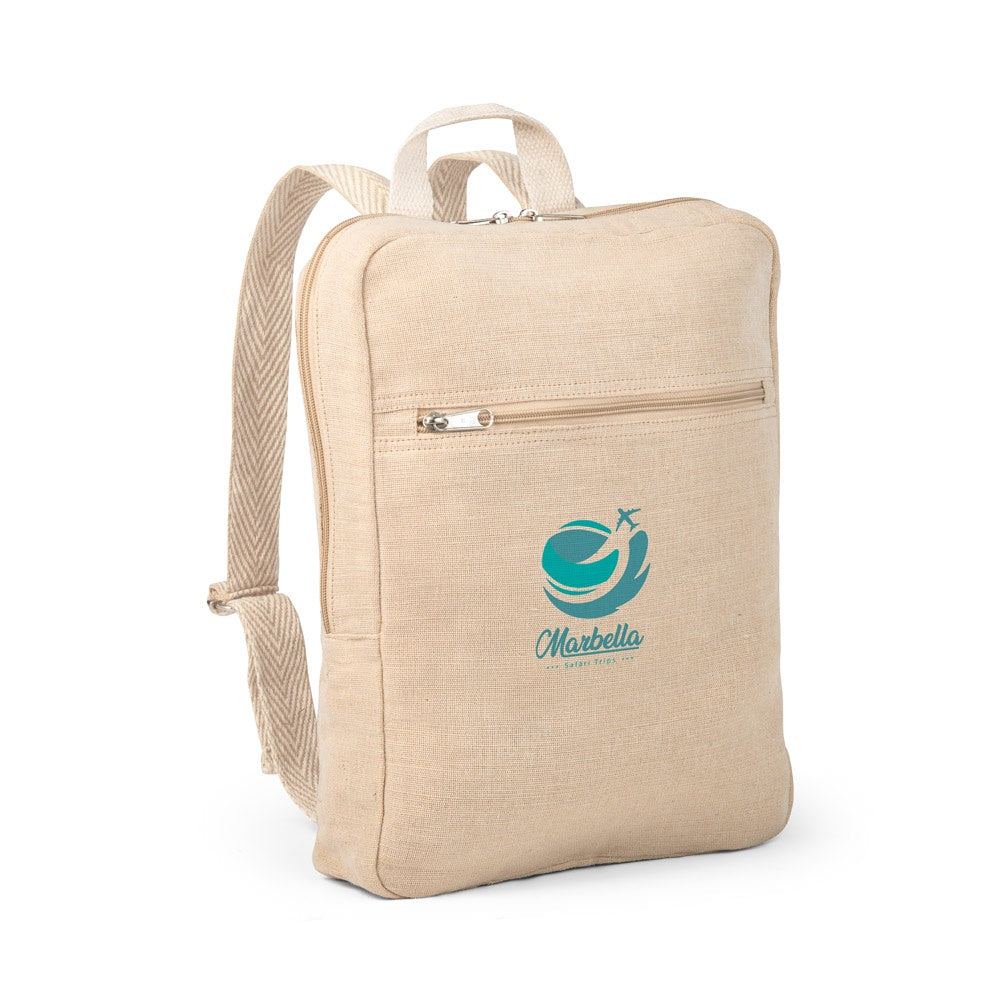 MARBELLA promotional backpack in natural with custom logo branding