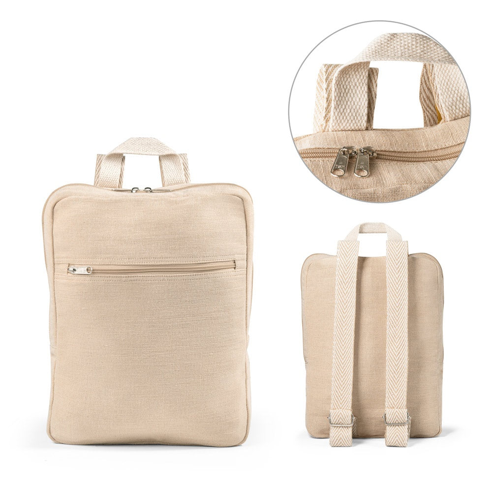 MARBELLA promotional backpack (complete set view) with custom logo branding