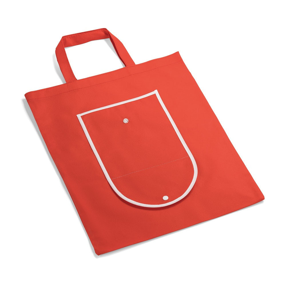 ARLON promotional tote bag in red (detail view) with custom logo branding
