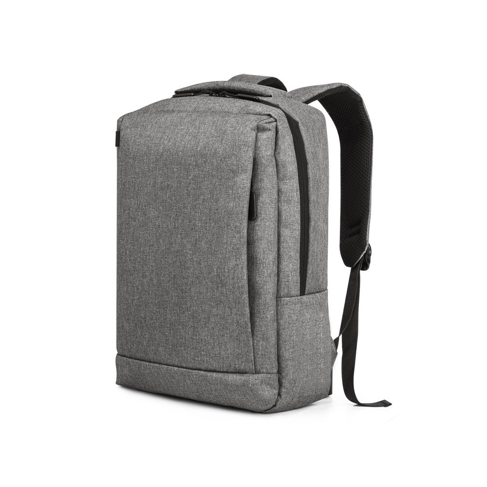 BOLOGNA promotional laptop bag in grey (detail view) with custom logo branding