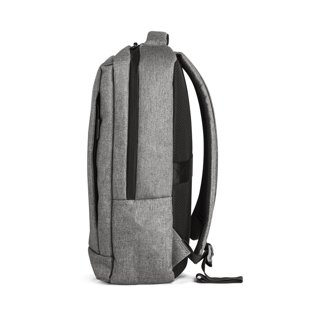 BOLOGNA promotional laptop bag in grey (detail view) with custom logo branding