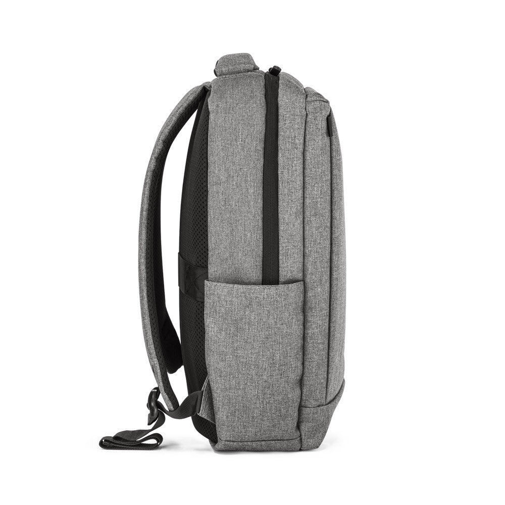 BOLOGNA promotional laptop bag in grey (detail view) with custom logo branding