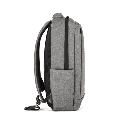 BOLOGNA promotional laptop bag in grey (detail view) with custom logo branding