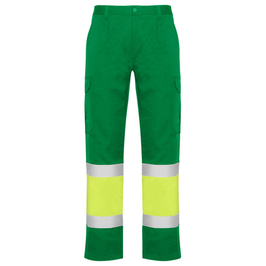 ROLY WRK NAOS Men's high-visibility trousers in garden green/fluor yellow - promotional clothing printed with your company