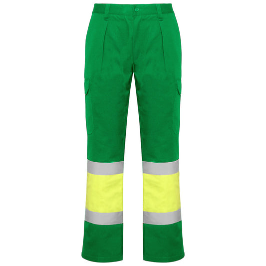 ROLY WRK SOAN Men's high-visibility trousers in garden green/fluor yellow - promotional clothing printed with your company