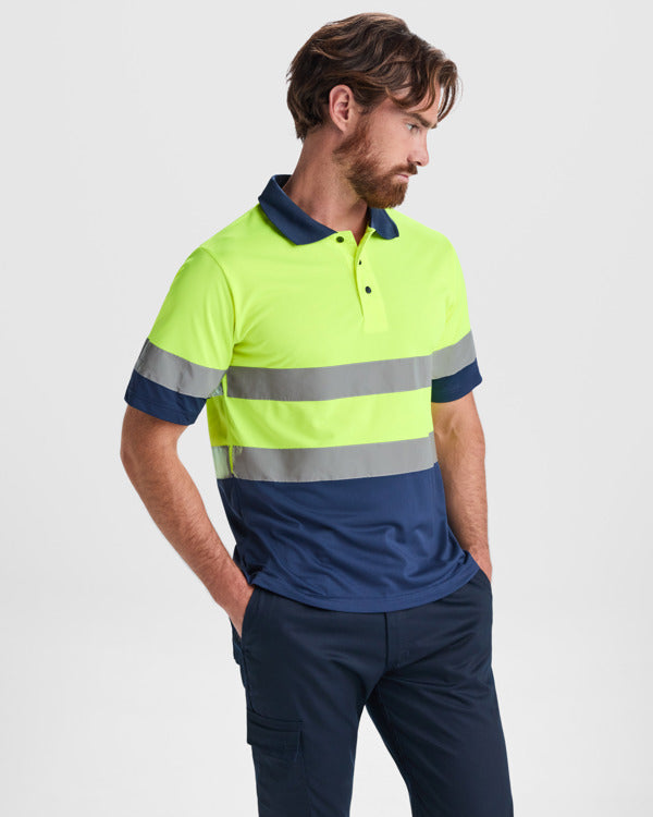 ROLY WRK POLARIS Men's high-visibility polo shirt in fluor yellow - promotional clothing printed with your company logo