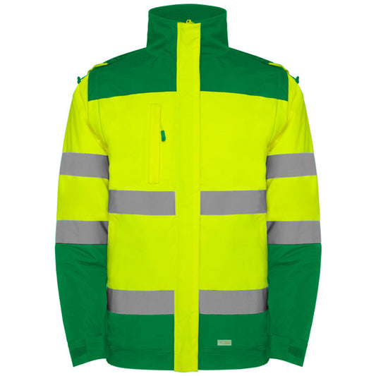 ROLY WRK EPSYLON Men's high-visibility padded jacket in garden green/fluor yellow - promotional clothing printed with your