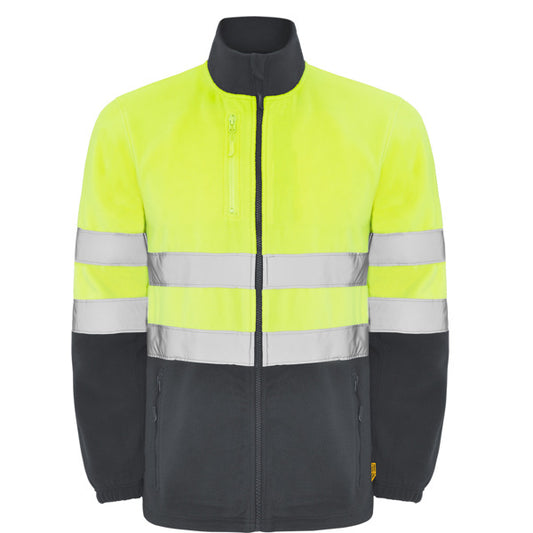ROLY WRK ALTAIR Men's high-visibility fleece jacket in lead/fluor yellow - promotional clothing printed with your company