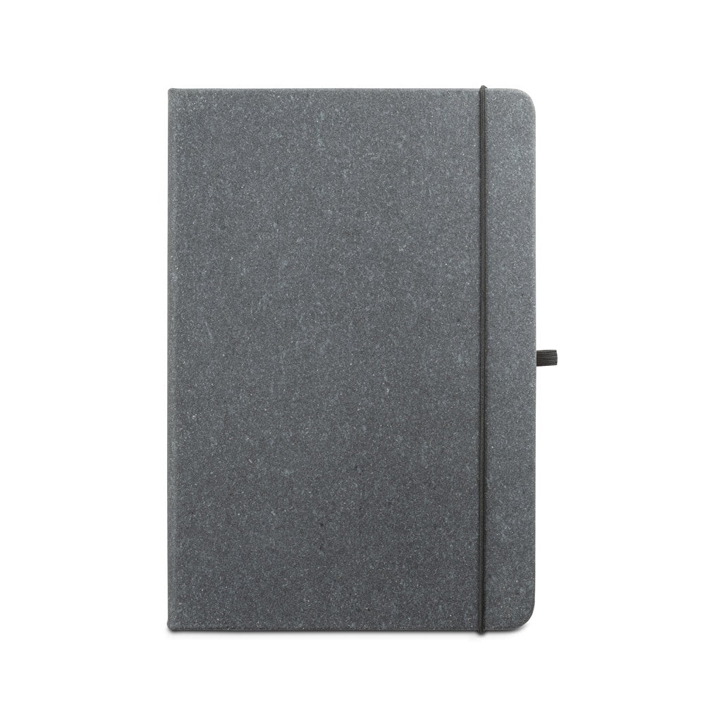MATISSE promotional notebook in black (detail view) with custom logo branding