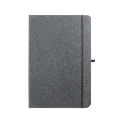 MATISSE promotional notebook in black (detail view) with custom logo branding
