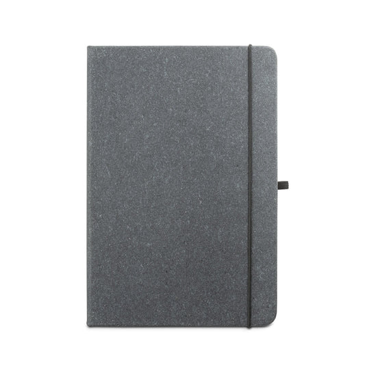 MATISSE promotional notebook in black (detail view) with custom logo branding