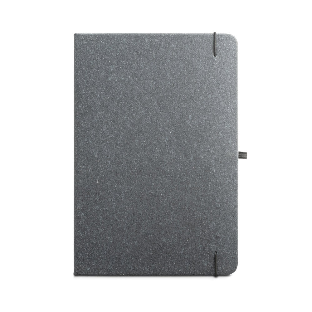 MATISSE promotional notebook in black (detail view) with custom logo branding