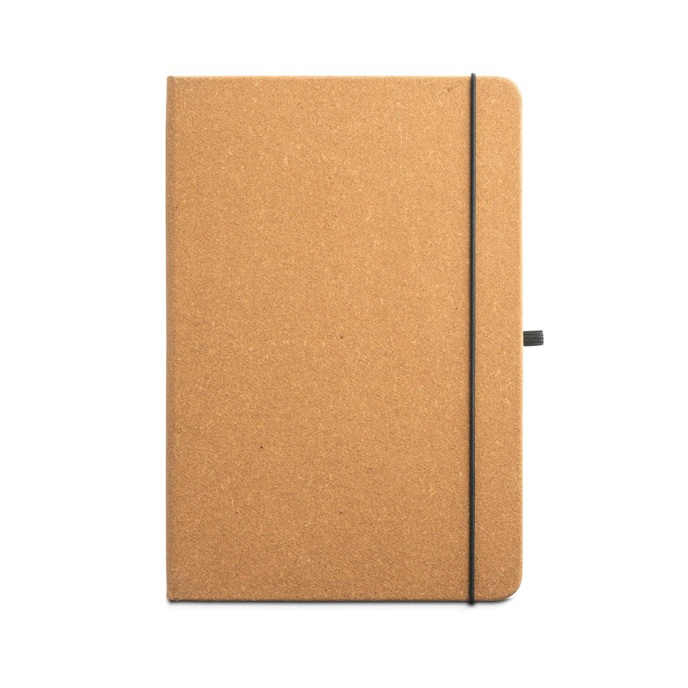 MATISSE promotional notebook in light brown (detail view) with custom logo branding