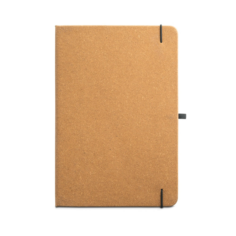 MATISSE promotional notebook in light brown (detail view) with custom logo branding