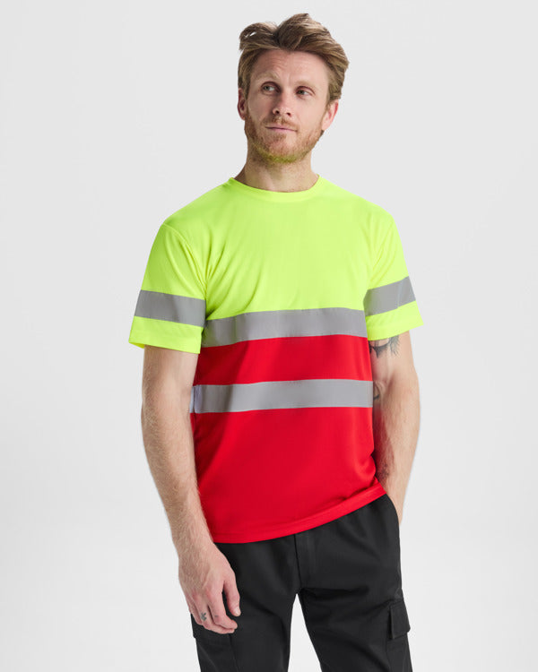ROLY WRK DELTA Men's high-visibility T-shirt in fluor yellow - promotional clothing printed with your company logo