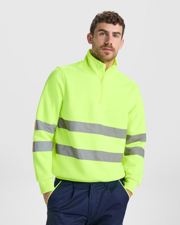 ROLY WRK SPICA Unisex high-visibility sweatshirt in fluor yellow - promotional clothing printed with your company logo
