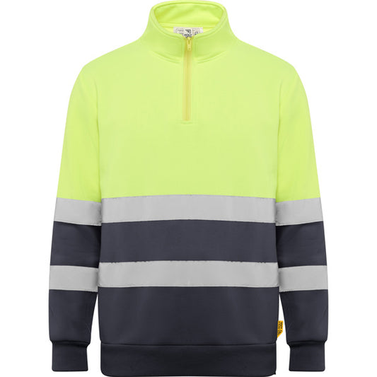 ROLY WRK SPICA Unisex high-visibility sweatshirt in lead/fluor yellow - promotional clothing printed with your company logo