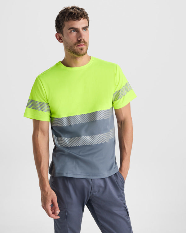 ROLY WRK TAURI Men's high-visibility T-shirt in fluor yellow - promotional clothing printed with your company logo