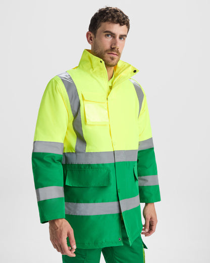 ROLY WRK MERAK Men's high-visibility parka in fluor yellow - promotional clothing printed with your company logo