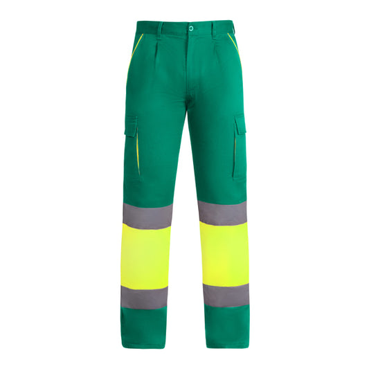 ROLY WRK ENIX Men's high-visibility trousers in garden green/fluor yellow - promotional clothing printed with your company