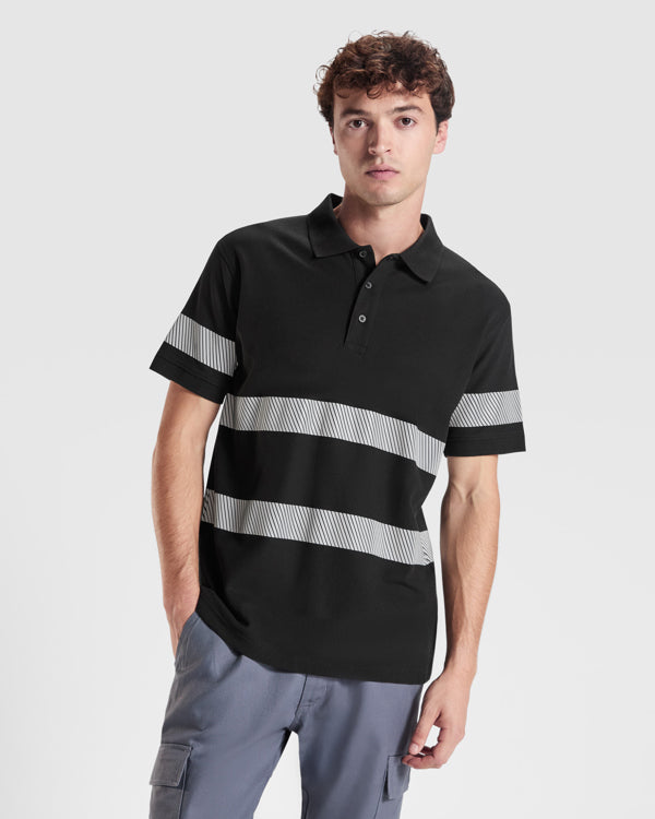ROLY WRK FORAN Unisex high-visibility polo shirt in black - promotional clothing printed with your company logo