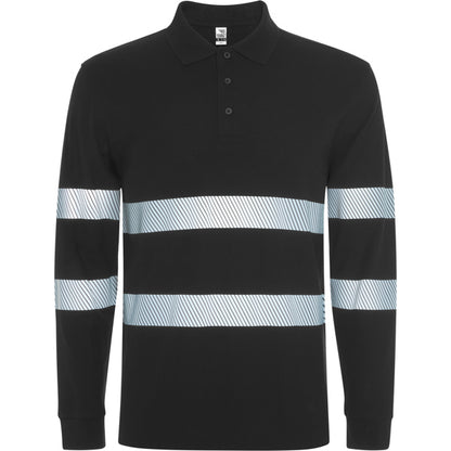 ROLY WRK FORAN L/S Unisex high-visibility long-sleeve polo shirt in black - promotional clothing printed with your company