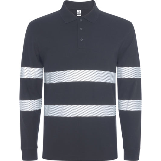 ROLY WRK FORAN L/S Unisex high-visibility long-sleeve polo shirt in lead - promotional clothing printed with your company