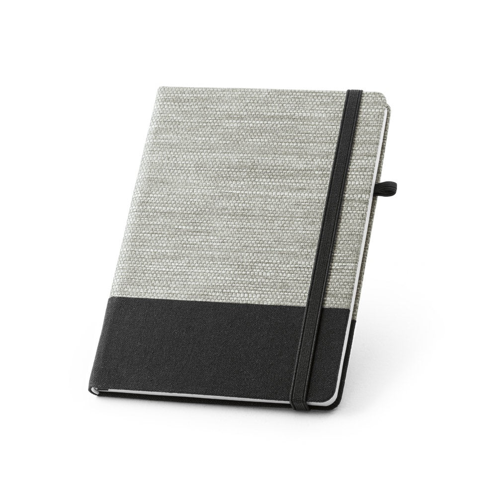 ROUSSEAU promotional notebook in black with custom logo branding