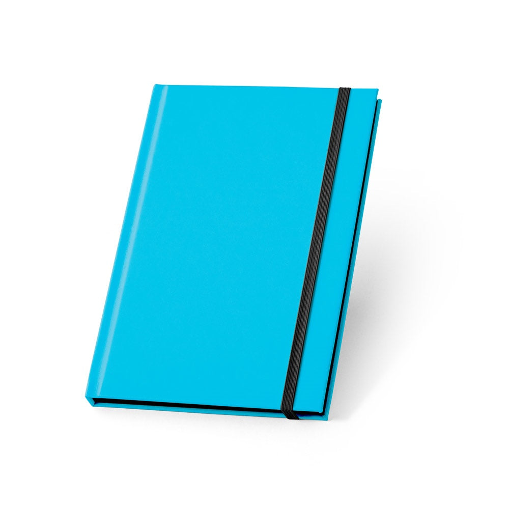 WATTERS promotional notebook in light blue with custom logo branding