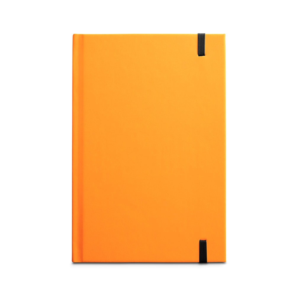 WATTERS promotional notebook in orange (detail view) with custom logo branding