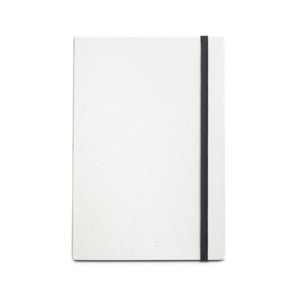 MILKY promotional notebook in black (detail view) with custom logo branding