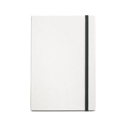 MILKY promotional notebook in black (detail view) with custom logo branding