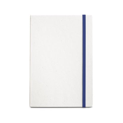MILKY promotional notebook in blue (detail view) with custom logo branding