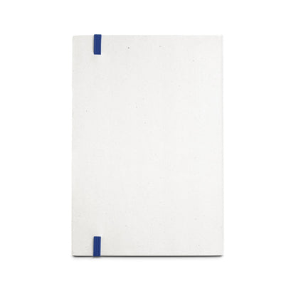 MILKY promotional notebook in blue (detail view) with custom logo branding