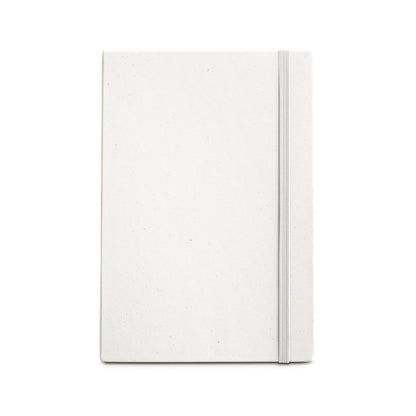 MILKY promotional notebook in white (detail view) with custom logo branding