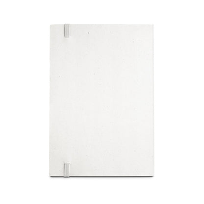 MILKY promotional notebook in white (detail view) with custom logo branding