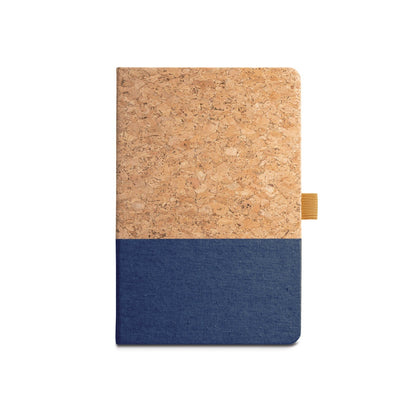 KLEE promotional notebook in blue (detail view) with custom logo branding