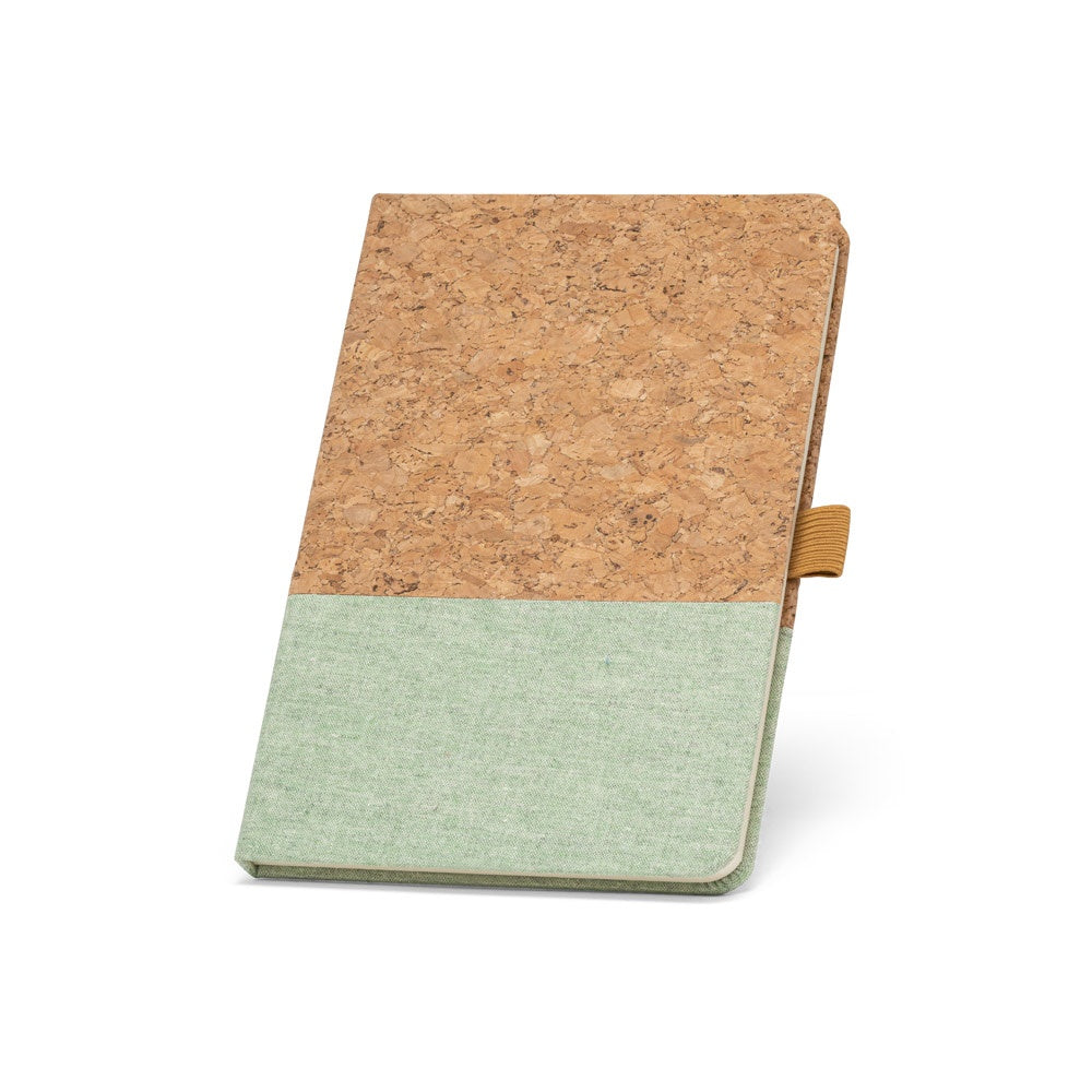 KLEE promotional notebook in light green with custom logo branding