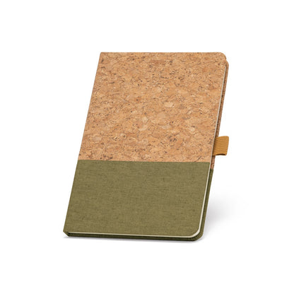 KLEE promotional notebook in dark green with custom logo branding