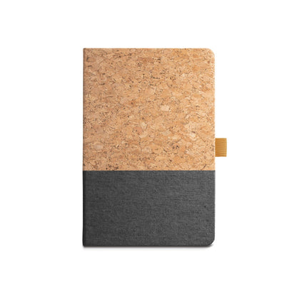 KLEE promotional notebook in dark grey (detail view) with custom logo branding