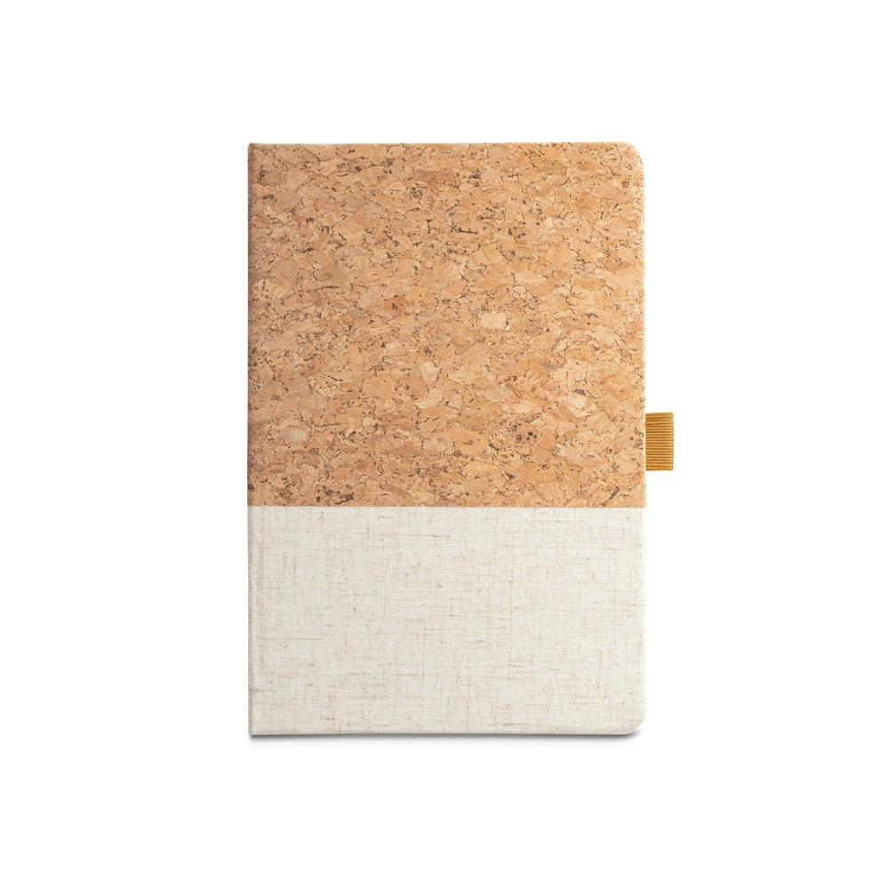 KLEE promotional notebook in light natural (detail view) with custom logo branding