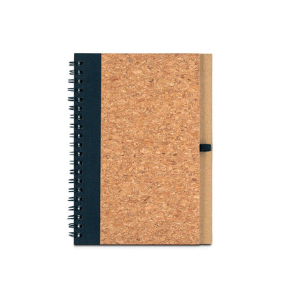 VICENTE promotional notebook in black (detail view) with custom logo branding
