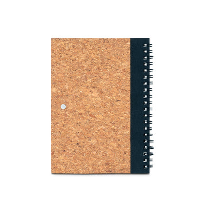VICENTE promotional notebook in black (detail view) with custom logo branding