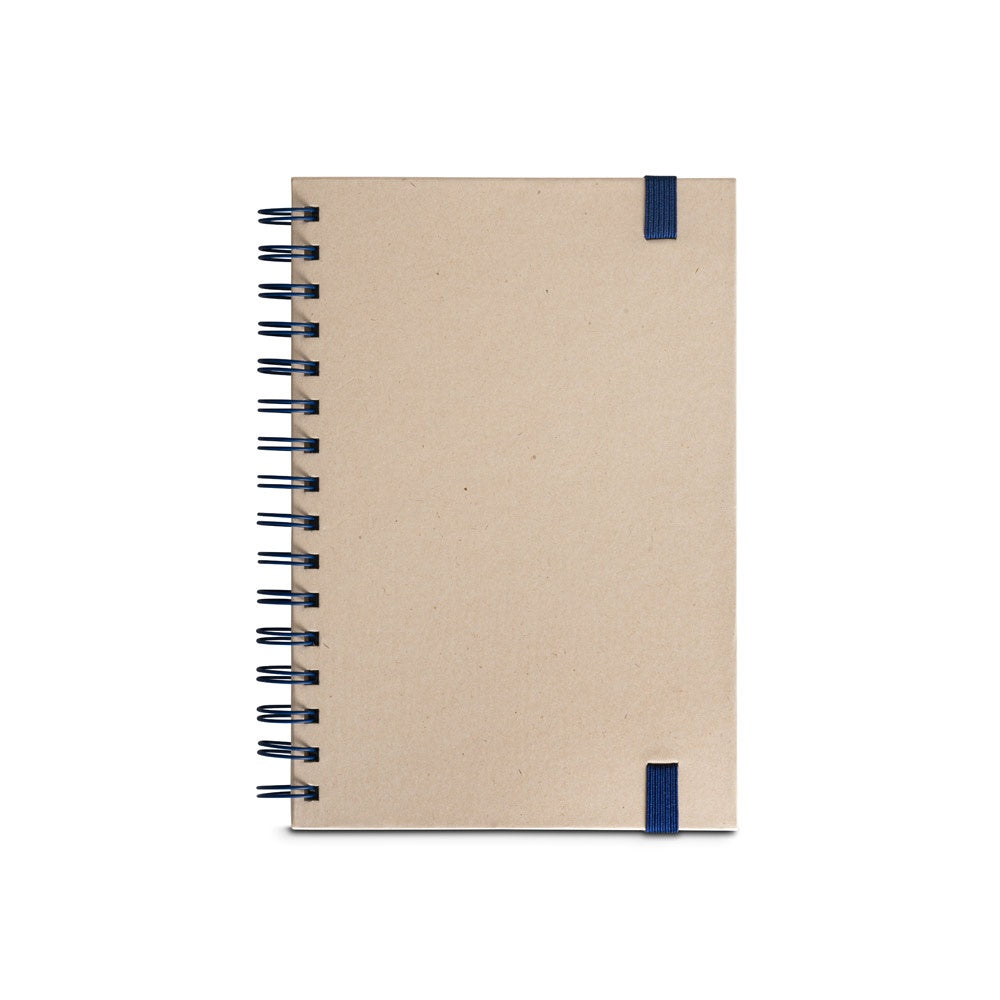 PROUST promotional notebook in blue (detail view) with custom logo branding
