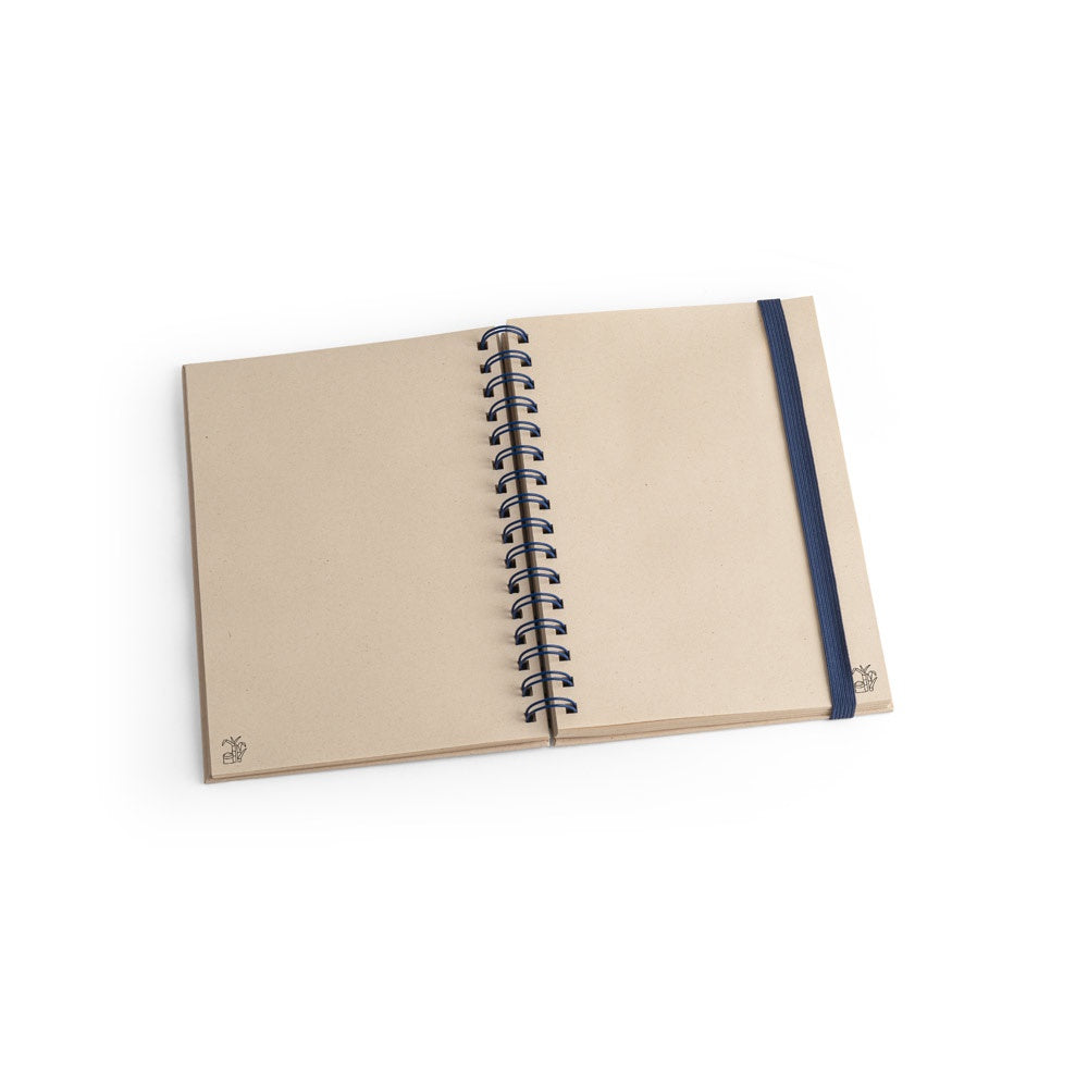 PROUST promotional notebook in blue (detail view) with custom logo branding