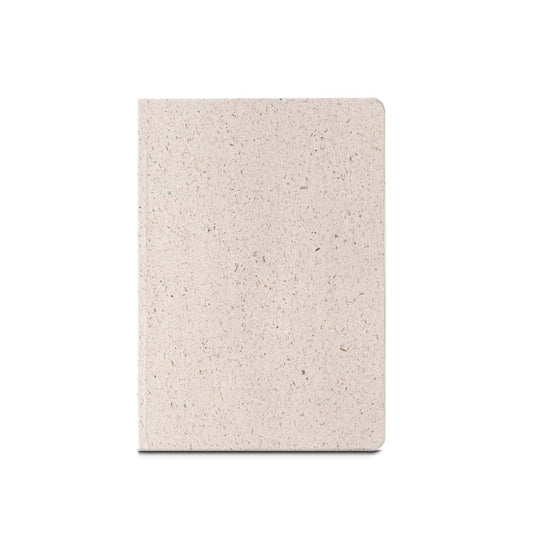ORGANIC SEMI-RIGID promotional notebook in light natural (detail view) with custom logo branding