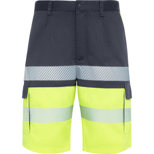 ROLY WRK LADA Unisex high-visibility shorts in lead/fluor yellow - promotional clothing printed with your company logo