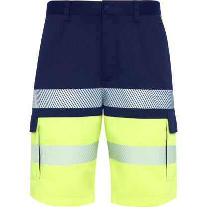 ROLY WRK LADA Unisex high-visibility shorts in navy blue/fluor yellow - promotional clothing printed with your company logo