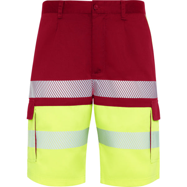 ROLY WRK LADA Unisex high-visibility shorts in job red/fluor yellow - promotional clothing printed with your company logo