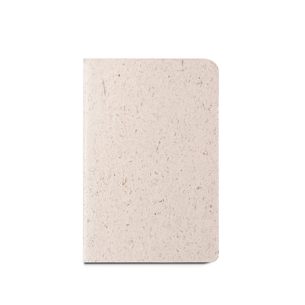 ORGANIC SOFT promotional notebook in light natural (detail view) with custom logo branding